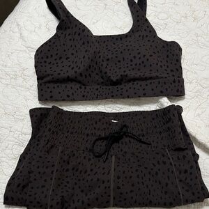 Black ZIYA Spotted Sports Bra and leggings set